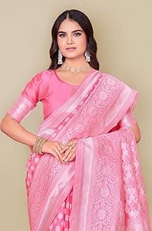 Glory Sarees Women's Woven Pure Soft Kanjivaram Silk Saree Banarasi Style With Blouse Piece for Wedding