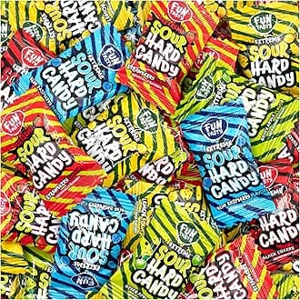 Sour Candy - 2 Pound Bulk Pack - Hard Candy Individdually Wrapped - Assorted Fruit Flavors Candies - Strawberry, Blue Raspberry, Cherry, Lemon, and Apple -Sour Hard Candies by Funtasty