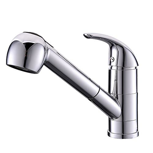 Heselian Fantastic Quality Single Level Chrome Finish Pull Out Sprayer Kitchen Sink Mixer Tap, Hot&Cold Water Mixer Kitchen Taps