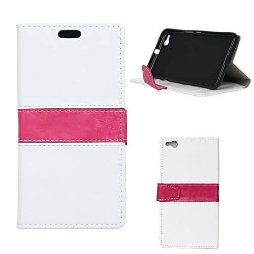 HTC ONE X9 Flip Wallet Case, Premium Genuine Quality Double Color Design Flip Leather Wallet Case with 2 Card Slots and Convenient Stand Function for HTC ONE X9 - White