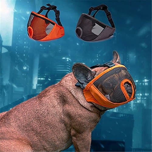 JYHY Short Snout Dog Muzzle- Adjustable Breathable Mesh Bulldog Muzzle for Biting Chewing Barking Training Dog Mask,Gray L