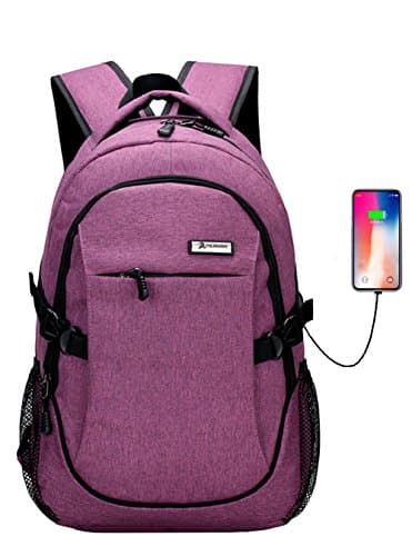 LHZY Computer Backpack Water Resistant Polyester Business Laptop Backpack with USB Charging Port and Fits 15.6-Inch Laptop and Notebook