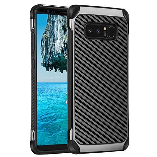 Samsung Galaxy Note 8 Case, TekG 2 in 1 Tough Armor Galaxy Note 8 Case Cover Shockproof Hard Case Heavy Duty Protection and Carbon Fiber Design for Galaxy Note 8 2017 Support Wireless Charging, Black