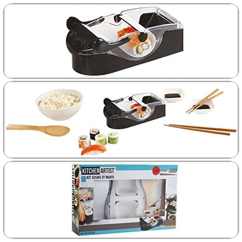 Maki Sushi (Sushi Making Sushi Maker Kit Rice Roller Set of 2 Wooden Spoon, Sauce Bowls Wooden Sticks)