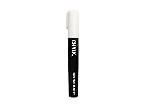 Single White Dual Tip Liquid Chalk Marker Pen. Vibrant Non Toxic Reversible Tip Dry Erase Marker for Kids, Glass, Chalkboards Signs, Blackboards, Office...,