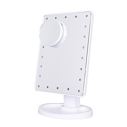 Comwinn 2nd Generation Makeup Mirror with Lights, 22 Bright LEDs, 10" Large Screen, Touch Dimmable with Memory Function, Lighted Illuminated Vanity Cosmetic Mirrors (22 LEDs, White)