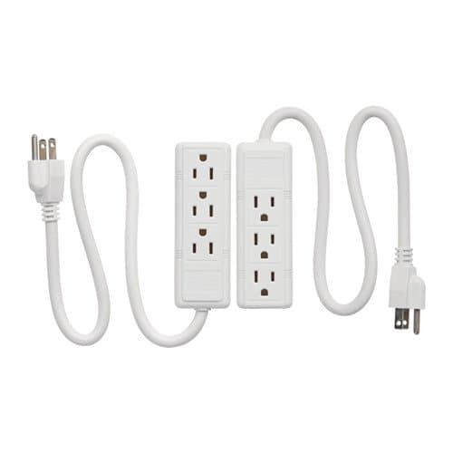 Ikea Outlet Power Strips 3 Outlets (2 Pack), Grounded White