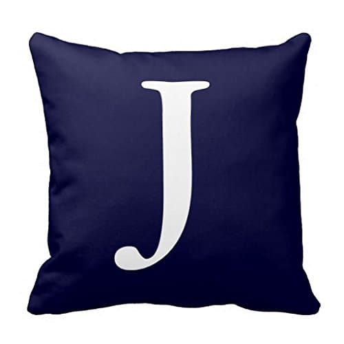 Navy Blue White Monogrammed J Throw 18*18 pillow Case