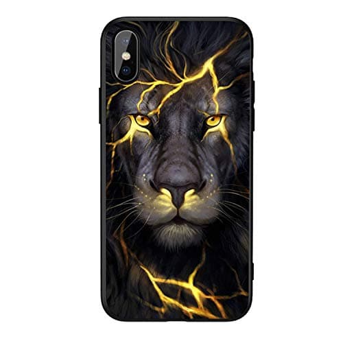 2020 Phone Case for iPhone X XR 8 7 10 6 6s XS Max Glass Animal Cover Case for iPhone 7 8 X 6 6 S Plus XR Luxury Case Coque (Lion, for iPhone Xs Max)