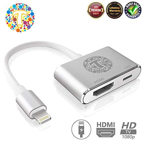 Thor Technology Digital HDMI Adapter Converter New Edition 2 in 1 Plug and Play Digital AV Connector Compatible for iPhone X,iPhone 8/7/Plus iPad iPod