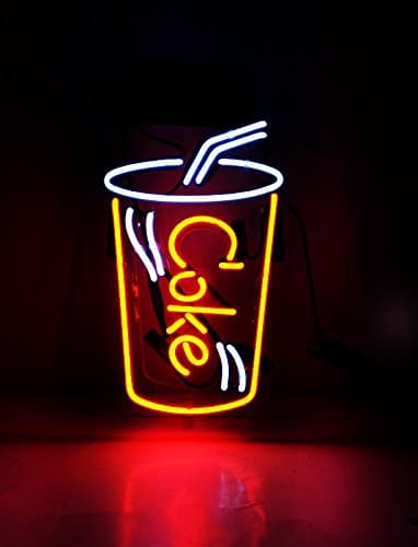 ID PRO Beer Neon Light Coke Cup Sign White and Red Led Cool Decoration Light 12" x 7" For Bedroom Pub Billards Hotel Beach Cocktail Recreational Game Room (Multi-colored)