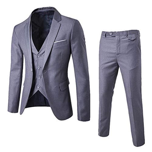 Men's Modern Fit 3-Piece One Button Suit Blazer Jacket Tux Vest & Trousers 9 Colors Available