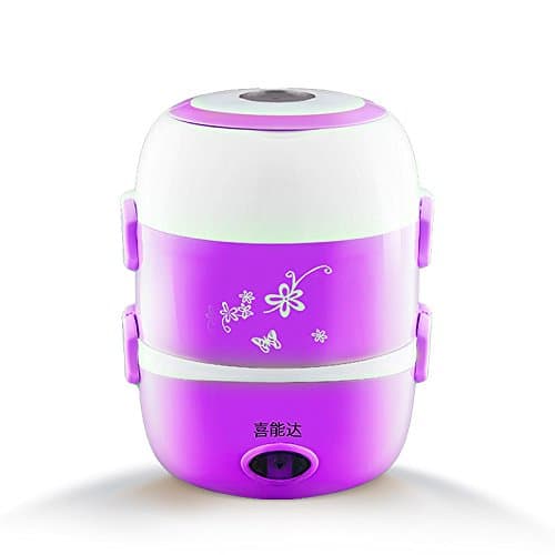 yxhflo 3 layer electric lunch boxes The lunch box heating Plug-in steaming hot lunch boxes Steaming hot rice. Stainless Steel Inner pot,3 tier Purple