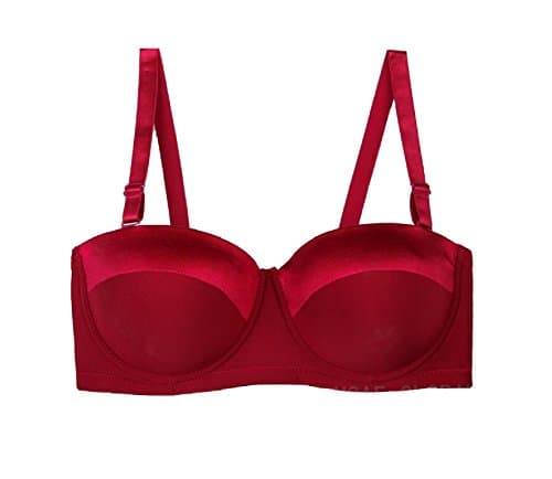 Herina, Women's 1/2 Cup Seamless Bra Adjustable Plus Big Size Push Up Sexy Bra. (36C, Red)