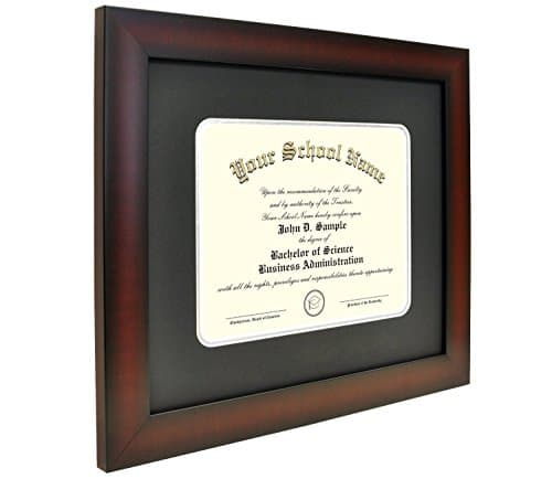 Celebration Frames Mahogany Finish Infinity Diploma Frame (fits 11 x 14 Document) with Black and Silver Mats