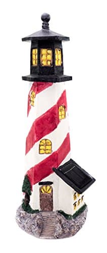 Solar Powered Lighthouse/Garden Light in Hand-painted Poly-resin