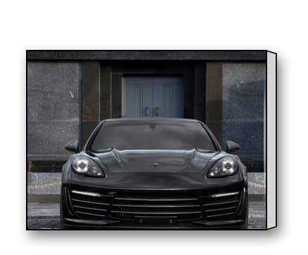 PrettyLee Custom Modern Wall Art Home Decor Canvas Prints Black Porsche Panamera Turbo Front 16 X 12 Inch