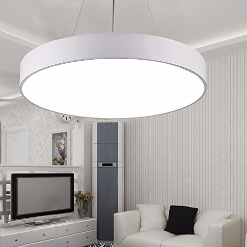 Minimalism Simple Hanging Light Modern Led Pendant Light Dining Room Suspension luminaire suspendu Pendant Lamp Lighting Fixture,White 32W Dia45cm White