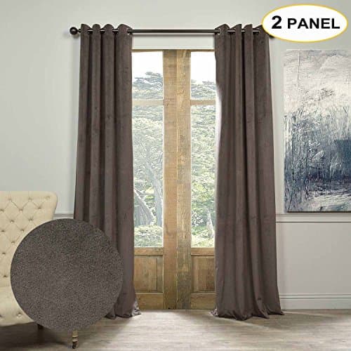 Artdix 100% Blackout Curtains Velvet Lined Window Drapes Solid Grommet Top Thermal Curtains For Bedroom Living Room,100" W x 102" L (2 Panels) Gunmetal Grey