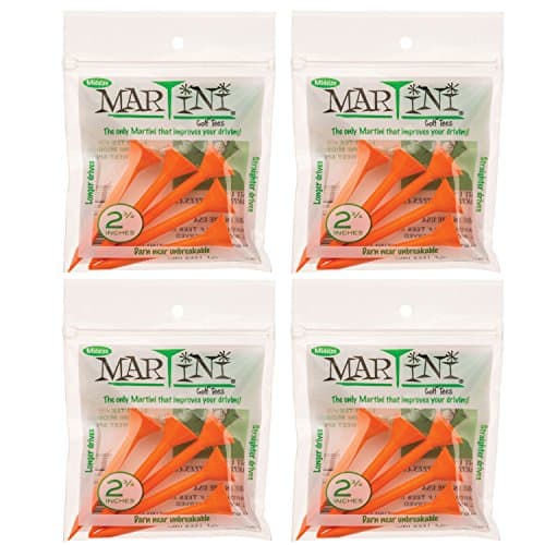 Martini Golf Tees 2 3/4" Midsize 4 Packs of Orange - 20 Tees Total - Virtually Unbreakable