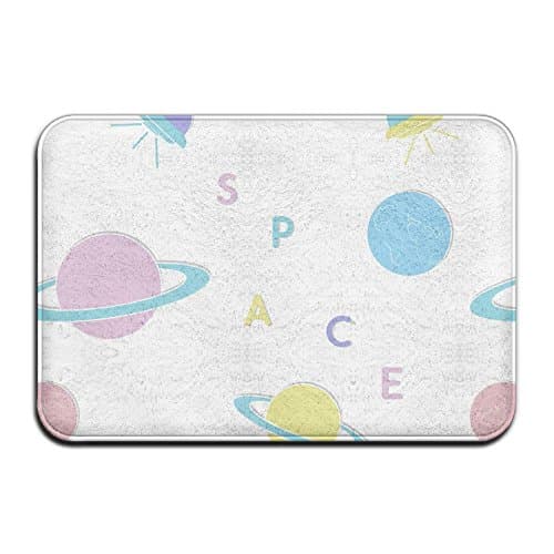 Cartoon Sky Planet Washable Rectangular Doormat Workout Door Mats Super Absorbent For Kids