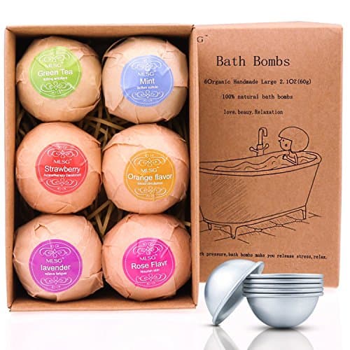 ASFLY 6 Pack Organic Handmade Bath Bombs Best for Aromatherapy & Relaxation, 2.5OZ
