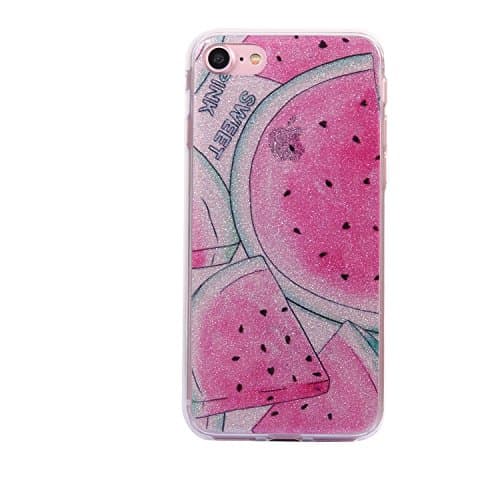 HeBan Luxury Bling Bling Glitter Sparkle Designer Case Shockproof Shining Fashion Style Back Cover for Apple IPhone 7 8 Plus - Fruit Watermelon