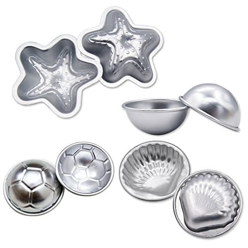 MAGICMAI 8 Pieces 4 Set 4 Shape Metal Bath Bomb Molds for DIY Crafting, Cake Pan Molds