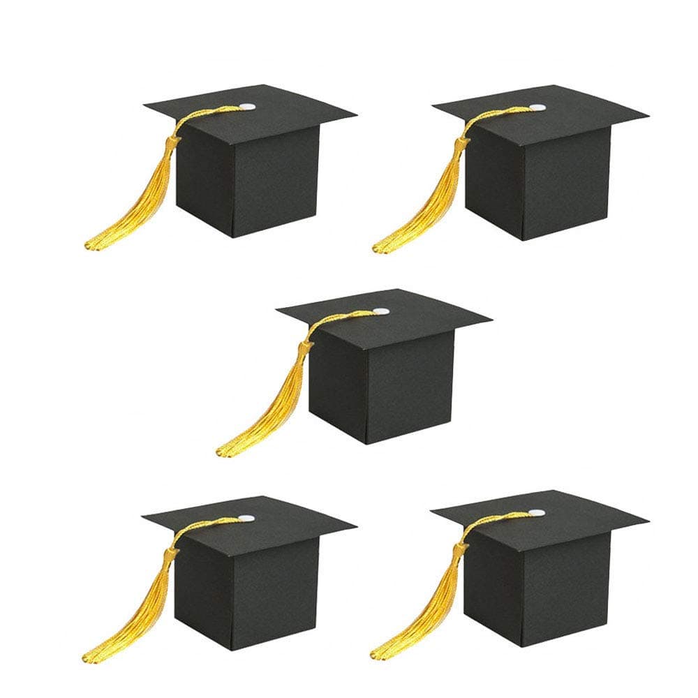 JAYSLE 30PCS Graduation Cap Shaped Candy Gift Boxes Tassel Chocolate Box Graduation Celebration Party Decoration-C