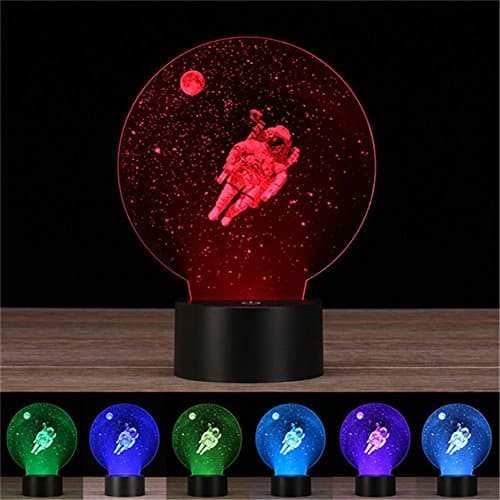 New Style 3D Laser Engraving Night Light Thouch Table Desk Lamp &USB,Crenye 7 Colors Change for Holiday Gifts (Space astronauts)