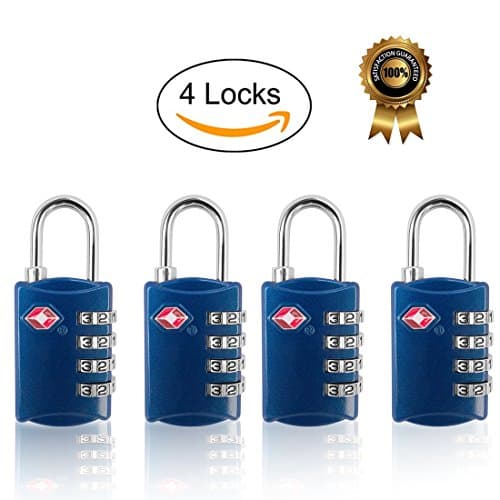 Newtion Tsa Padlock for Luggage Tsa lock 4 Digit Combination TSA Approved Locks 4 Pack (blue)