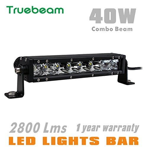Truebeam 40W 9/11inch Single Row Cree Led Super Bright Spot Beam Driving Lights Trucks Off Road Car Slim Led Light Bar Pickup SUV Waterproof Light Bar IP68 12/24V