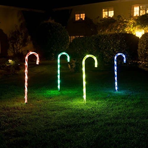 4 x 40 LED Candy Cane Christmas Lights Light Up Garden Path Outdoor Decorations