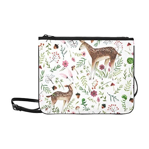 Hand Drawn Deer Mom And Deer Baby Pattern Custom High-grade Nylon Slim Clutch Bag Cross-body Bag Shoulder Bag