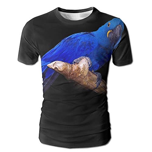 Birds Parrots Hyacinth Macaw Blue Men 100% Polyester 3 D Printing Fashion Round Collar Short Sleeve T-Shirt
