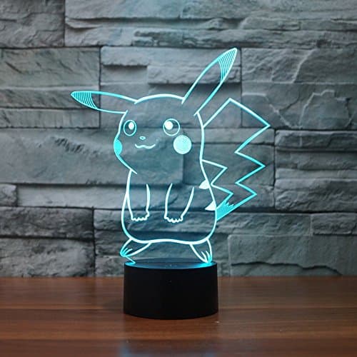 Pokemon Pikachu 3D LED Night Light, Elstey 3D Optical Illusion Visual Lamp 7 Colors Touch Table Desk Lamp