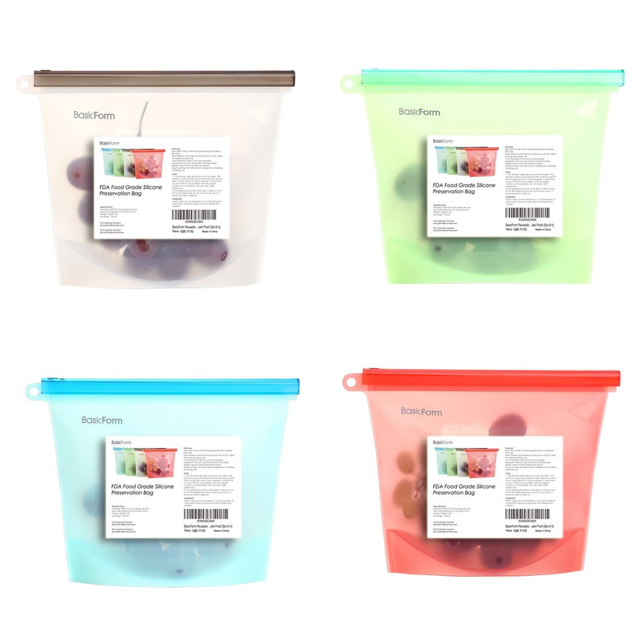 BasicForm Reusable Silicone Food Preservation Seal 4 PCS