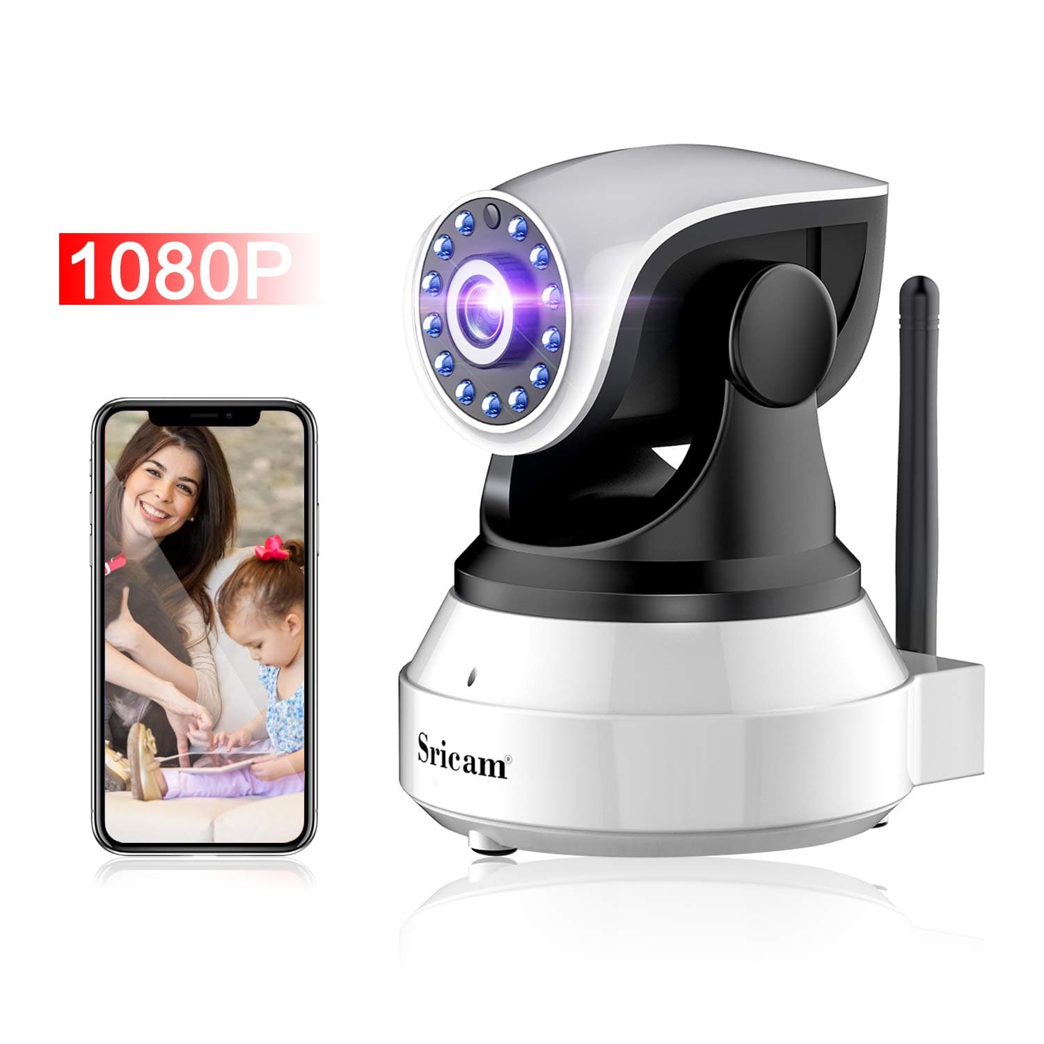 IP Camera, 720P HD WiFi IP Cam Surveillance Security System Video Recording Sonic Recognition P2P Pan Tilt Remote Motion Detect Alert With Two-Way Audio Support Micro SD