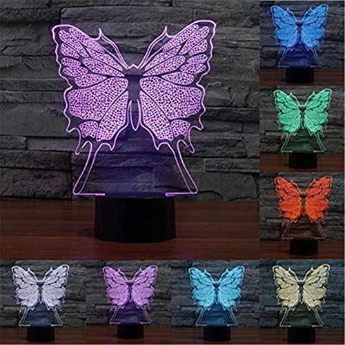 Butterfly 3D LED Night Light Lamps 3D Optical Illusion 7 Colors Touch Table Desk Visual Lamp for Home Decoration