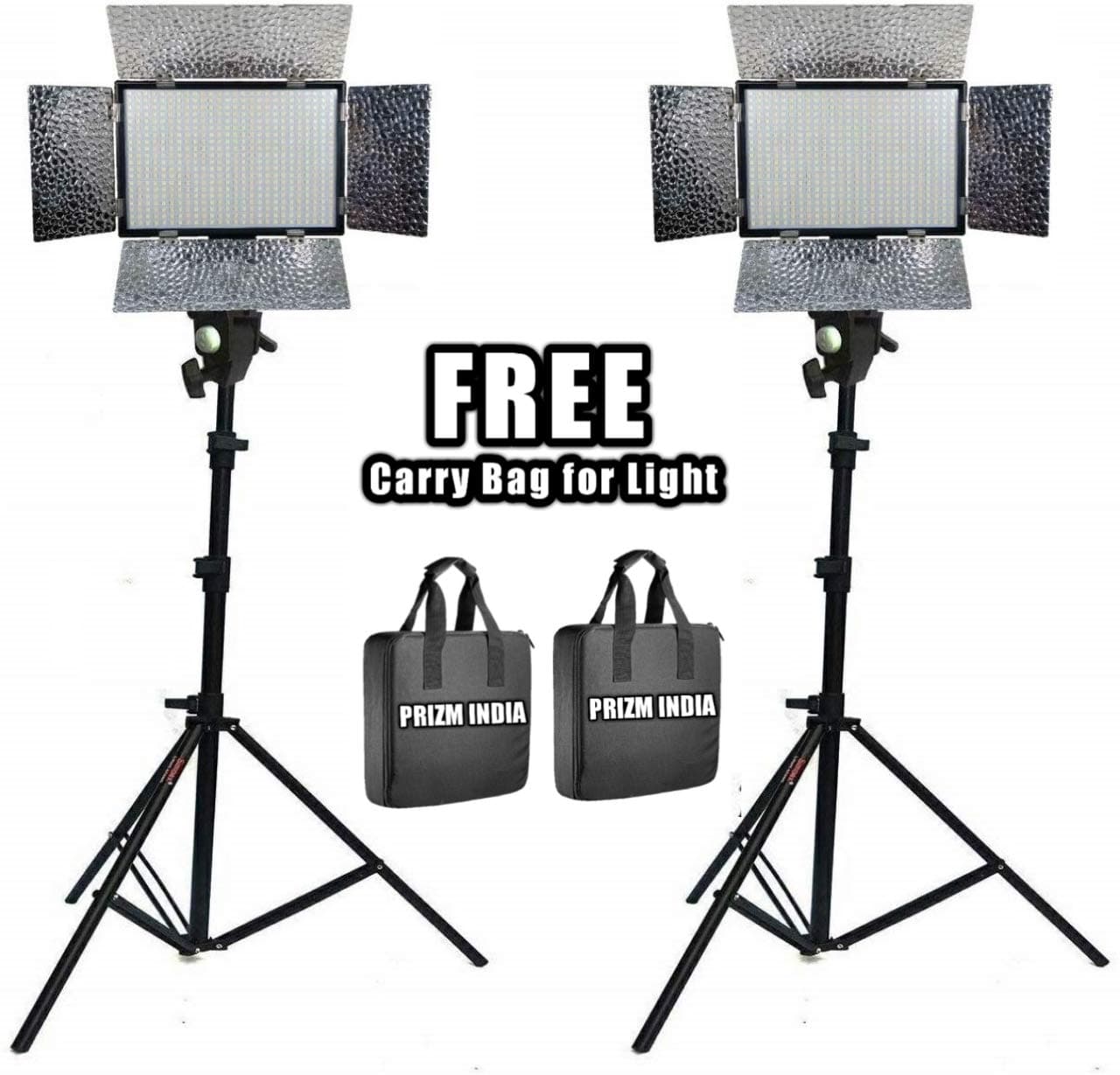 Digitek 520 LED Video Light Kit D520 (2) with Battery and Charger Light Stand with Free Lights Carry Bag for YouTube Studio Photography, Video Shooting