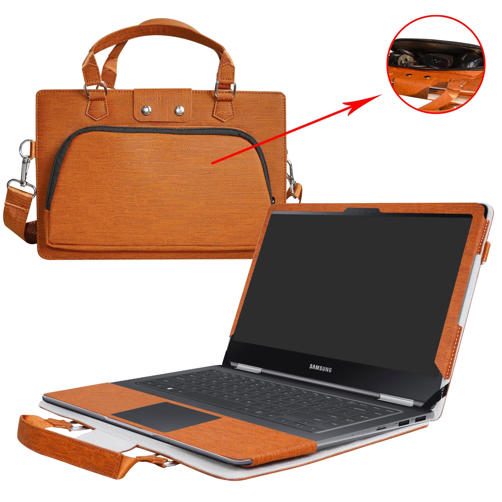 Notebook 9 Pro 13 Case,2 in 1 Accurately Designed Protective PU Cover + Portable Carrying Bag for 13.3" Samsung Notebook 9 Pro 13 NP940X3M Series Laptop(Not fit Notebook 9/Notebook 9 Spin),Brown