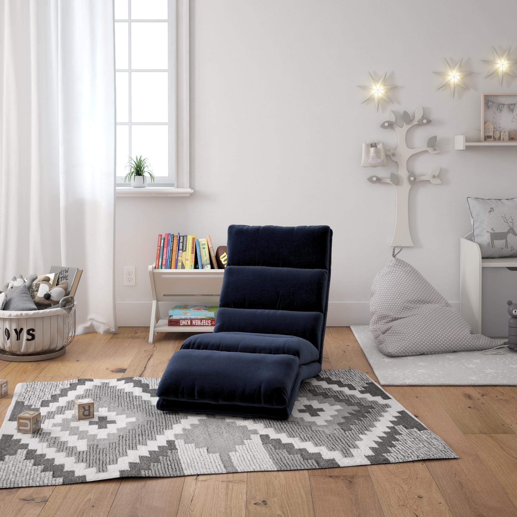 REALROOMS Elsa Wave Adjustable Memory Foam Lounger, Blue