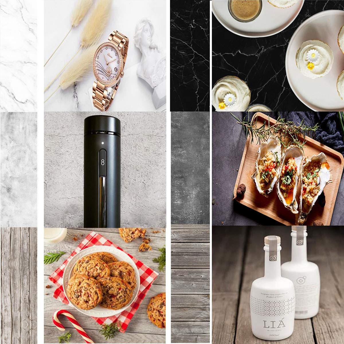 3 PCS Food Background, Imitation Marble Photography Background Texture Pattern for Photo Video Studio Backdrop Product, for Food Cake, Jewelry, Newborn Paper Board Photo Studio Props(shiwu)