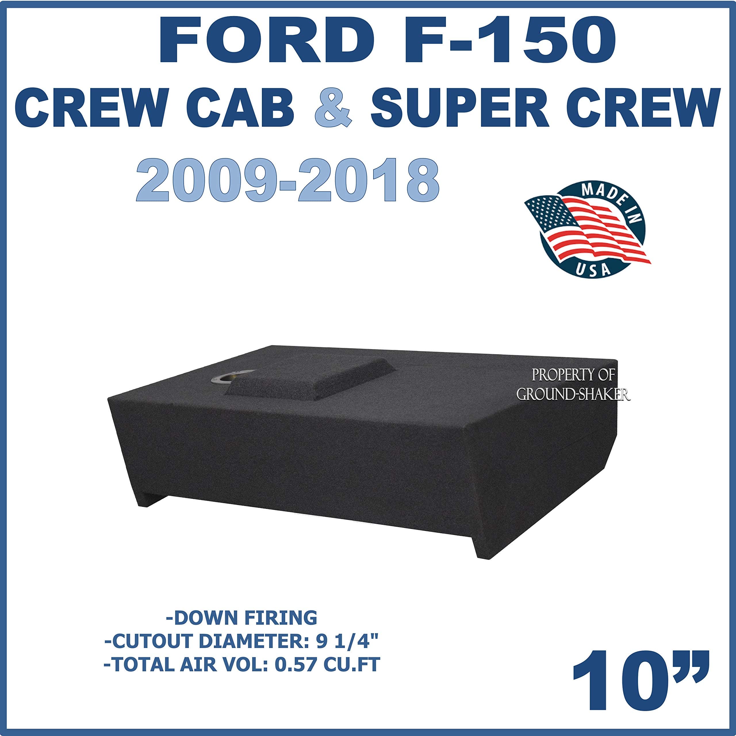 10" Single Sealed sub Box for Ford F-150 Crew-Cab 2009-2018