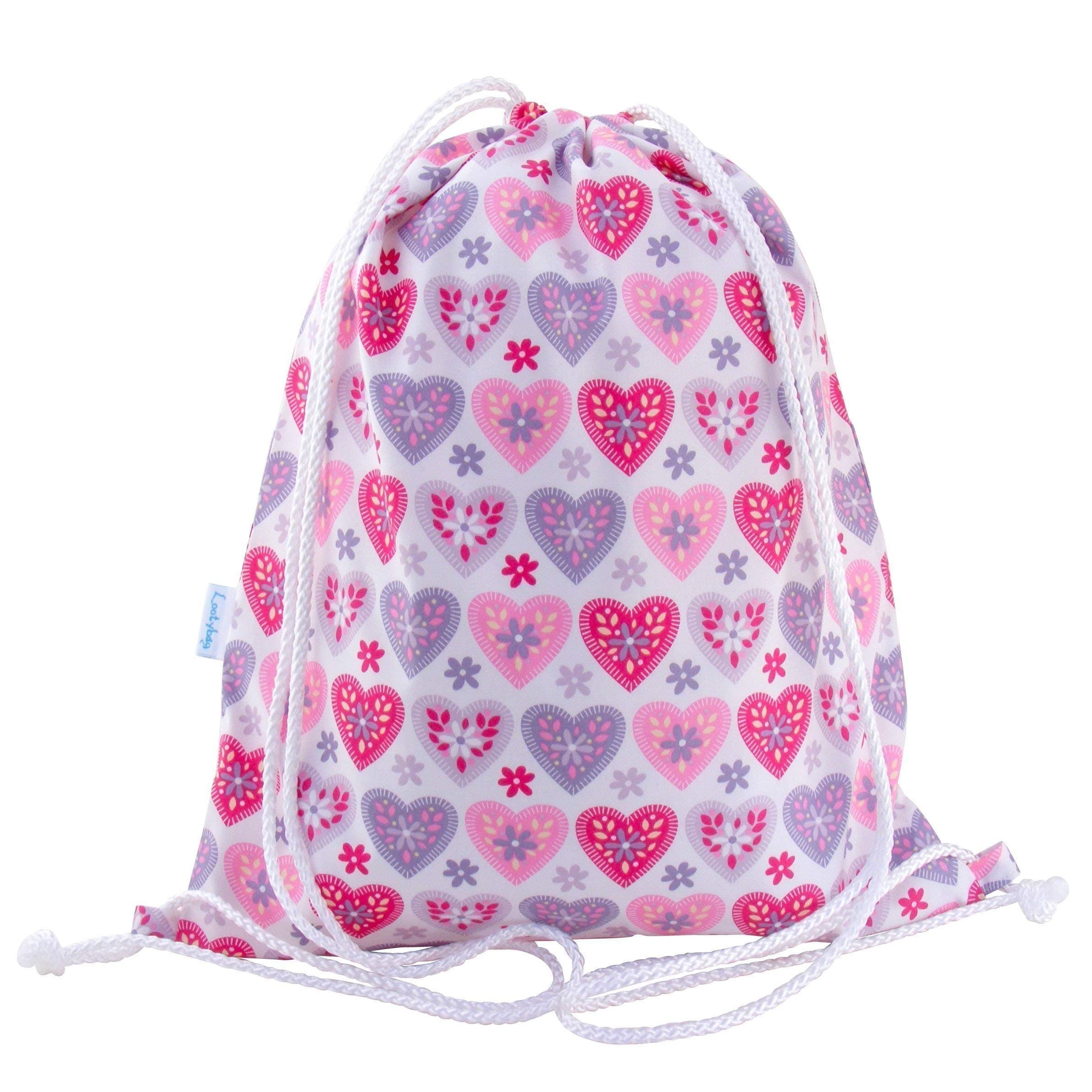 Kids Hearts Swim Bag Drawstring Backpack PE Bag