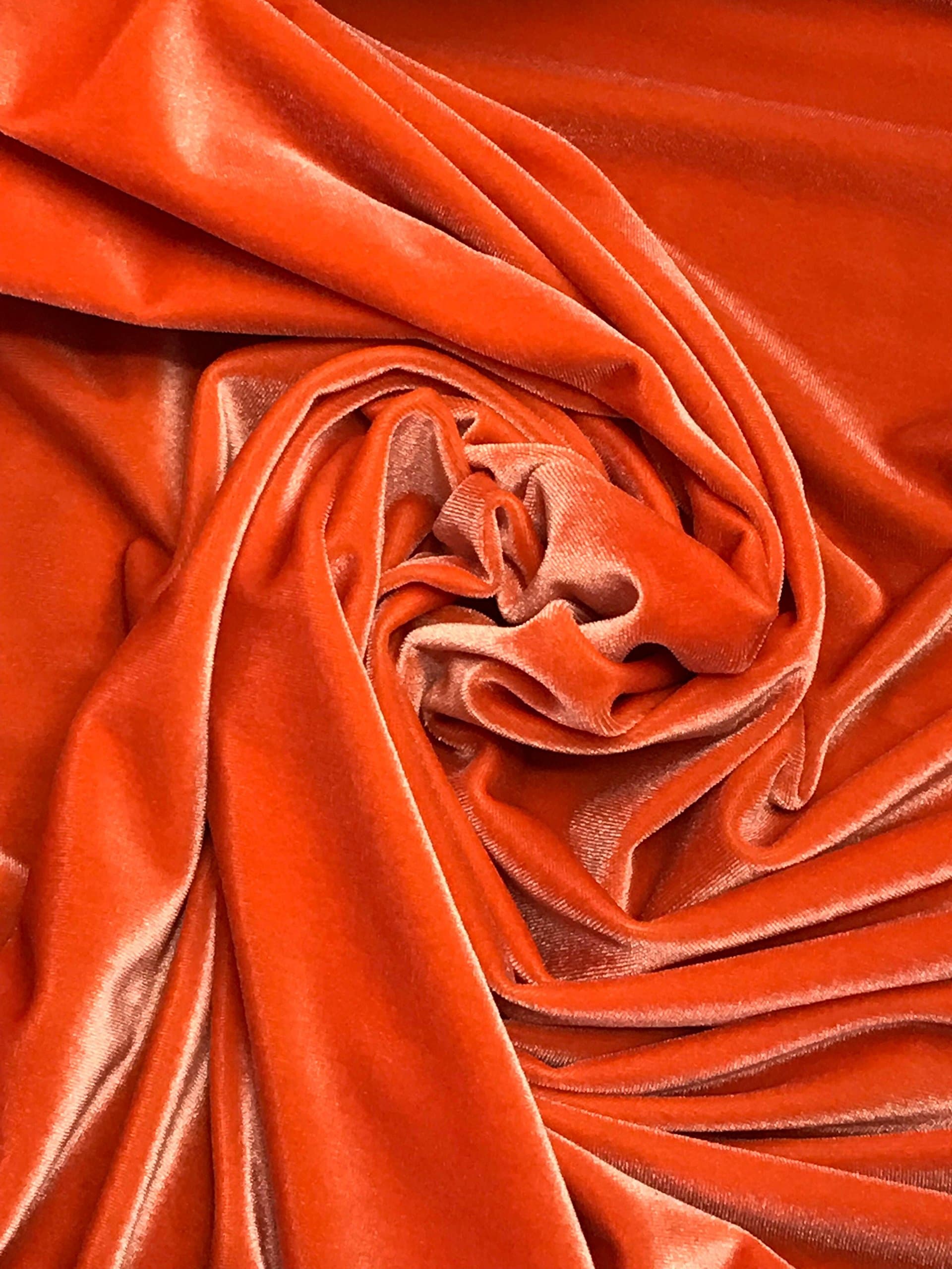 Stretch Velvet by The Yard (Orange)