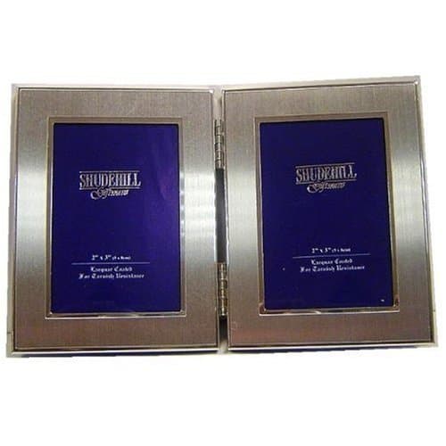 2" x 3" Twin 2 Picture Folding Photo Frame Gift Occasion 24223, silver