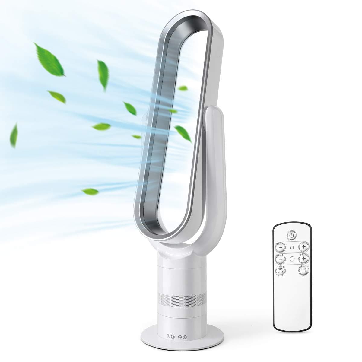 Acoolir Cooling Fan, Leafless Silent Fan, Oscillating Tower Fan with Remote Control, 9 Hour Timer 10 Speed/Wind Settings, Air Circulator with Sleep-Timer Funktion for Home, Office, Bedroom.