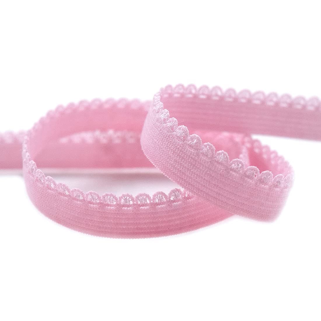 5 Yard 3/8" 10mm Picot Loop Edging Decorative Frilly Lace Trim Elastic Spandex Band Lingerie Dress DIY Sewing Craft (Rose Pink)