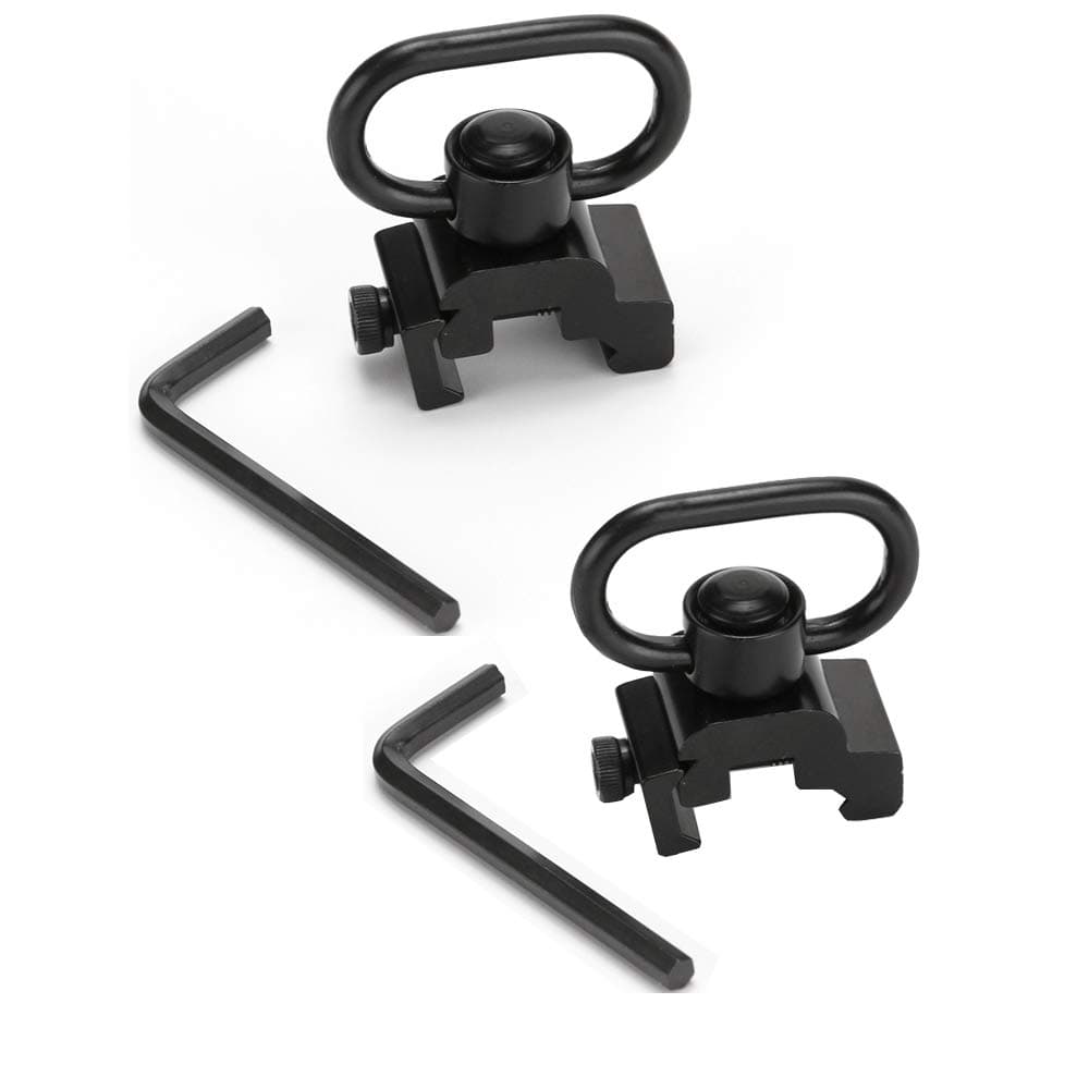 LIIPOR 2 Pcs QD Sling Swivel Mount with Push Button,Quick Release Button QD Sling Attachment for 20mm Picatinny Weaver Rail
